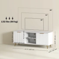 HOMCOM TV Stand with Storage for 55 Inch TV, Modern TV Cabinet with 2 Open Shelves and 2 Cabinets for Living Room, White(m-3)