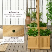 Outsunny Backyard Privacy Screen - Folding 65" with Planters for Patio, Deck, and Backyard, Brown(m-6)