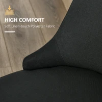 HOMCOM Modern Dining Chair Set of 2, Fabric Upholstered Side Chairs for Kitchen Living Room with Metal Legs, Black(m-6)