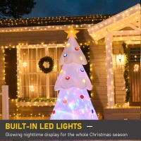 HOMCOM 8 FT Tall Lighted Inflatable Christmas Tree with Star and Multicolor Decorations Blow up Decor Home Indoors with 9 Built-in LED Lights Outdoor Toys in Yard Lawn Garden White(m-4)