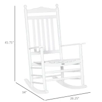 Outsunny Traditional Wooden High-Back Rocking Chair for Porch, Indoor/Outdoor, White(m-3)