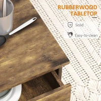 HOMCOM Kitchen Island Cart, Rolling Island Table with Solid Wood Top, Trolley Cart with Drawer, Storage Cabinet & Towel Rack, Rustic Brown(m-6)