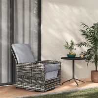 Outsunny Outdoor Wicker Swivel Recliner Chair, Reclining Backrest, Lifting Footrest, 360° Rotating Basic, Water Resistant Cushions for Patio, Gray(m-10)