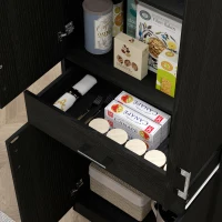 HOMCOM 71" Kitchen Cabinet with Drawer and Adjustable Shelf, Freestanding Tall Kitchen Pantry, Distressed Black(m-8)