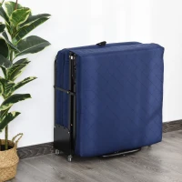 HOMCOM 72.5" Adjustable Folding Bed, Rollaway Guest Bed with Adjustable Head, 2.25 Inch Thick Padded Mattress Heavy Duty Portable Metal Frame with 5 Caster Wheels, Blue(m-8)