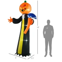 HOMCOM 10ft Inflatable Halloween Pumpkin Head Ghost with Hammer, Blow Up LED  Display for Garden Indoor Outdoor(m-3)