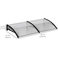 Outsunny Awning Door Canopy, 78.7" x 37.8", Polycarbonate Front Door Outdoor Patio Cover for UV Protection, Clear(m-3)