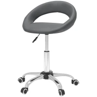 HOMCOM Modern Hydraulic Moon Salon Stool Rolling Swivel Chair Massage Spa Tattoo Pub Bar Stool, Grey(m-2)
