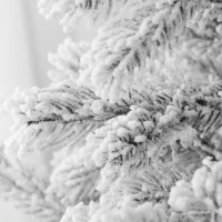 HOMCOM 6ft Artificial Prelit Christmas Tree with Warm White LED Light and Snow Flocked Branches, Metal Base(m-9)