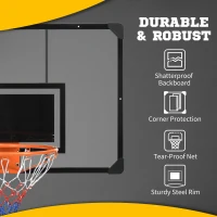 Soozier Wall Mounted Basketball Hoop with 45" x 29" Shatter Proof Backboard, Durable Rim and All-Weather Net for Indoor and Outdoor Use(m-5)
