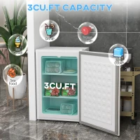 HOMCOM Upright Freezer, 3 Cu.Ft Mini Freezer with Reversible Single Door, Adjustable Thermostat for Home, Dorm, White(m-4)