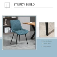 HOMCOM Dining Chairs Set of 2, PU Upholstered Accent Chairs with Metal Legs for Kitchen, Blue(m-4)