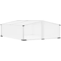 Outsunny Aluminium Cold Frame Greenhouse Kit Raised Plants Bed Protection with Independent Opening Tops for Flower, Vegetable, Plants, 47" x 39" x 16", Silver(m-11)