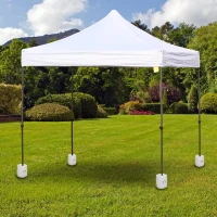 Outsunny 4pcs Outdoor Canopy Tent Leg Weight Base Plate Anchors Marquee Water Sand Filled Plastic White(m-1)