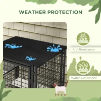 PawHut Cat Cage Multi-Level Catio Steel Outdoor Cat Enclosure w/ UV-and Water Resistant Cover, 5 Platforms, Soft Pads, Black(m-5)