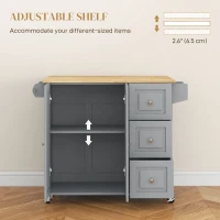 HOMCOM Kitchen Island on Wheels, Kitchen Cart with Drop Leaf, Drawers, Grey(m-6)