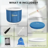 Outsunny Cold Plunge Tub, Portable Ice Bath Cold Water Therapy Tub with Thermo Lid, for Athletes Recovery, Dark Blue(m-7)