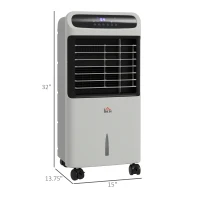 HOMCOM 3-In-1 Ice Cooling Fan, Mobile Evaporative Air Cooler with Remote, Timer, Oscillating for Home Office, Bedroom, Gray(m-3)