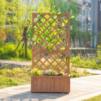Outsunny Wooden Raised Garden Bed with Trellis, 59" Outdoor Planter Box with Drainage Holes, Planter Raised Bed for Climbing Vine Plants Flowers, Orange(m-10)