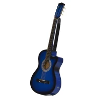 Soozier 38 Inch Full Size Classical Acoustic Electric Guitar Premium Gloss Finish with Strings, Picks, Shoulder Strap and Case Bag, Blue(m-11)