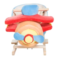 Qaba Baby Rocking Horse Plane Design Plush Stuffed Rocking Chair, Wooden Rocking Horse with Sound, Seat Belt for Boys and Girls Gift, Red(m-8)