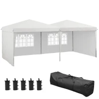 Outsunny 10' x 19' Pop Up Canopy Tent, Tents for Parties, with Carry Bag and Sand Bags, Height Adjustable(m-11)