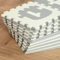 Qaba Kids Foam Puzzle Number and Letter Baby Alphabet Play Mat Learning Toy with Puzzle Pieces Inside Each Interlocking Tile, 35 Sq. Ft.(m-8)