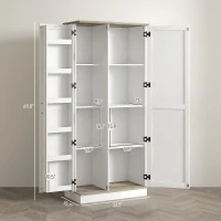 HOMCOM 70" Tall Kitchen Pantry Cabinet with Spice Racks and Adjustable Shelves for Living Room, Dining Room, White(m-3)