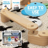 Qaba 6 PC Wooden Balance Beam for Kids, for Coordination, for Indoor Outdoor(m-5)