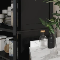 HOMCOM Traditional Farmhouse Kitchen Pantry Cupboard with Two Storage Cabinets, and 4 Adjustable Shelves, Black(m-9)