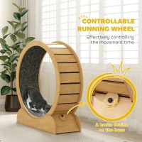 PawHut 39" Cat Exercise Wheel with Natural Wood Grain(m-6)