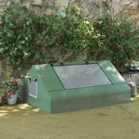 Outsunny 71" x 55" x 32" Mini Greenhouse Portable Hot House for Plants with 2 Large Windows and Ground Nails for Outdoor, Indoor, Garden, Gardening Kit, Green(m-8)
