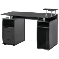 HOMCOM Multi-Function Computer Desk, Home Office Workstation with Keyboard Tray, Elevated Shelf, Sliding Scanner Shelf and CPU Stand, 47.25 x 21.75 Inch, Black(m-1)