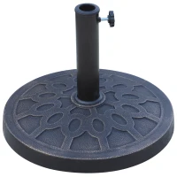 Outsunny 18" 26 lbs Round Resin Umbrella Base Stand Market Parasol Holder with Beautiful Decorative Pattern & Easy Setup, for Φ1.5", Φ1.89" Pole, for Lawn, Deck, Backyard, Garden, Bronze(m-1)
