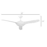 HOMCOM 52" Reversible Indoor Ceiling Fan with Light, Modern Mount LED Lighting Fan with Remote Control, for Bedroom, and Living Room, White(m-3)