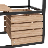 Outsunny Elevated Planter Box, Wooden Raised Garden Bed with Storage Shelf for Flowers, Vegetables, Herbs, Light Brown(m-9)