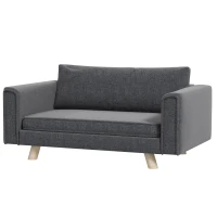 PawHut Raised Dog Sofa, Elevated Pet Sofa for Small and Medium Dogs with Removable Seat and Back Cushions, Anti-Slip Pads, Gray(m-1)