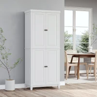 HOMCOM 72.5" Pinewood Large Kitchen Pantry Storage Cabinet, Freestanding Cabinets with Doors and Shelves, Dining Room(m-10)