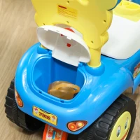 Qaba Foot to Floor Toddler Push Car w/ Horn, Light, Music, Anti-Over-Backwards Device & Underseat Storage, Blue(m-9)