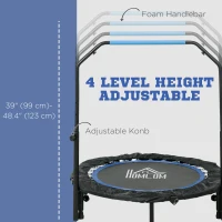 Soozier 40" Foldable Mini Fitness Trampoline, with Adjustable Foam Handle, Blue(m-4)