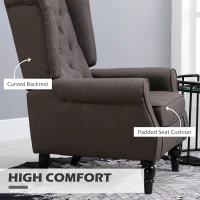 HOMCOM Wingback Accent Chair for Living Room, Button-Tufted Lounge Chair with Round Armrests and Wood Legs, Dark Brown(m-6)