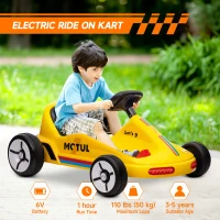 Qaba 6V Electric Go Kart for Aged 3-5 Kids with Music, Light, Horn, Yellow(m-7)
