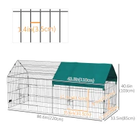 PawHut 87" Small Animal Cage with Roof, Indoor/Outdoor Use,  for Chicken, Rabbits, Chinchillas, Green(m-3)
