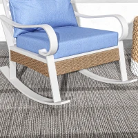 Outsunny Outdoor Rocker, Porch Rocking Chair with Soft Cushion, Rattan Decoration for Garden, Patio, Balcony, Lawn, Light Blue(m-10)