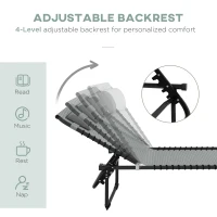 Outsunny Folding Lounge Chair, Adjustable Chaise Lounge with Headrest, Reclining Lounger Cot for Camping, Hiking, Light Grey(m-4)