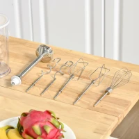 HOMCOM 5-in-1 Electric Hand Mixer, Handheld Mixer with Measuring Cup, 300W Immersion Blender with 5+1P Speeds, Dough Hooks, Chopper, Whisk and Mixers for Meat, Fruit, Mashed Potato and Milkshake(m-9)