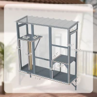 PawHut Catio Outdoor, Window Catio for 2-3 Large Indoor Cats w/ 2 Jumping Platforms, Scratching Post, for Playing, Napping(m-3)