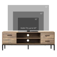 HOMCOM TV Stand for TV up to 50 Inches, Entertainment Center with Door, Open Storage and Drawers, TV Table with Steel Legs, Coffee(m-6)