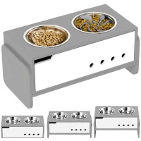 PawHut Elevated Dog Bowls, 3 Height Adjustable Raised Dog Bowls w/ Slow Feeder Mat, Stand, for Medium to Extra Large Dogs(m-11)