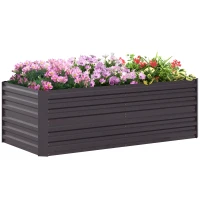 Outsunny Galvanized Raised Garden Bed, Steel Outdoor Planters with Reinforced Rods, 71" x 35" x 23", Dark Grey(m-12)
